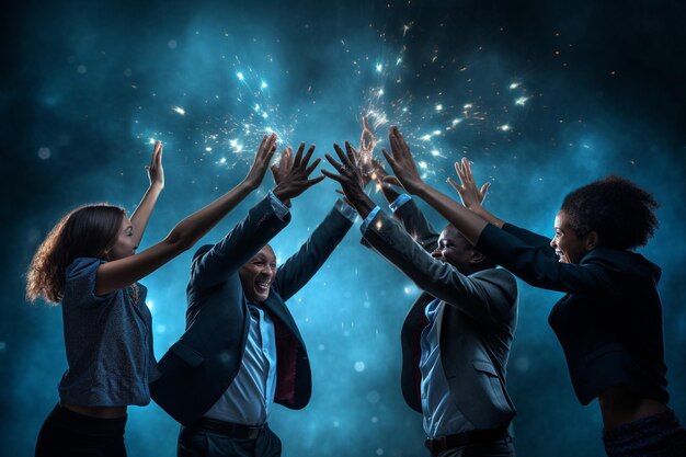 Equipo celebrando logro